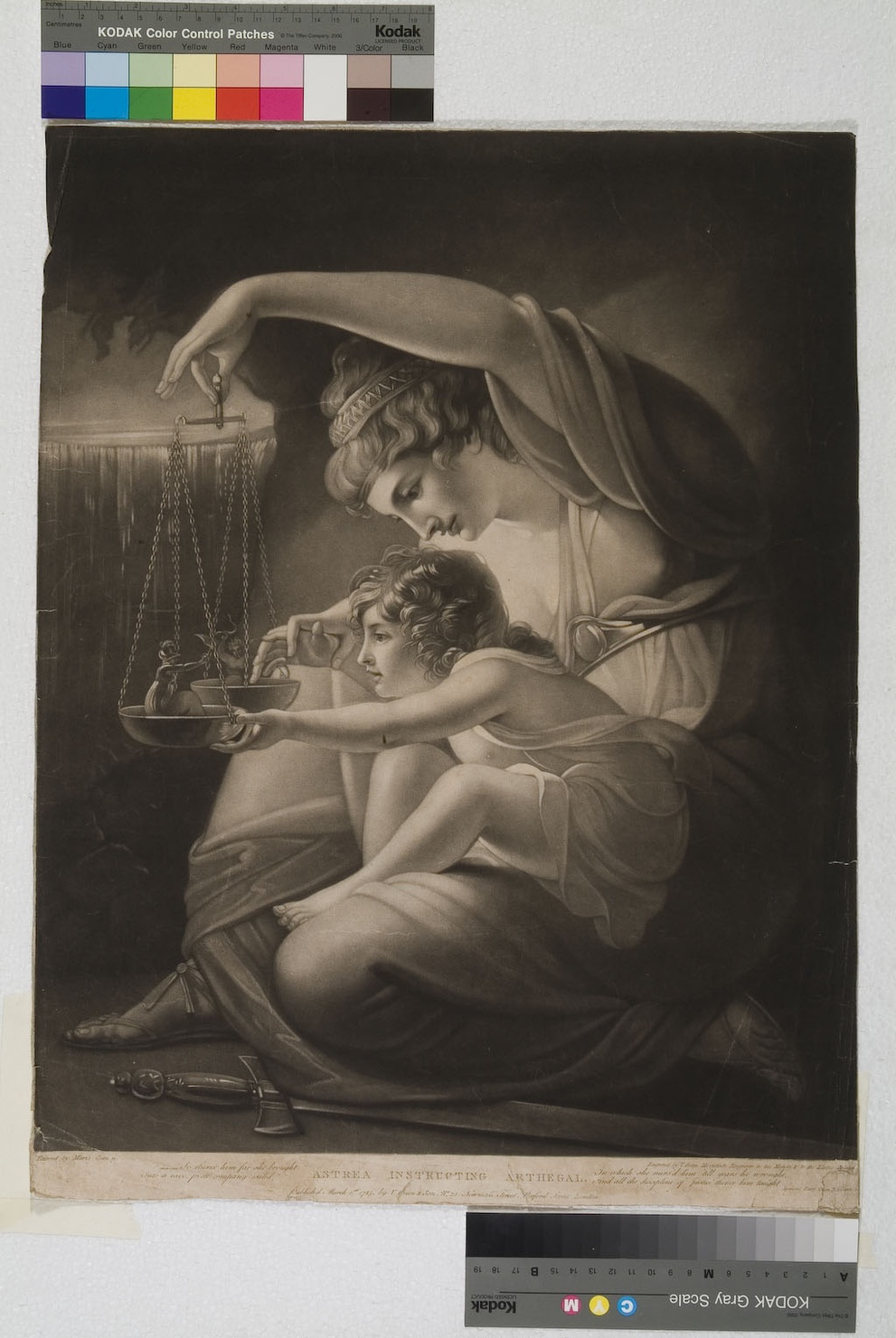 Astrea istruisce Arthegal (stampa tagliata) di Green Valentine, Cosway Hadfield Maria (sec. XVIII)