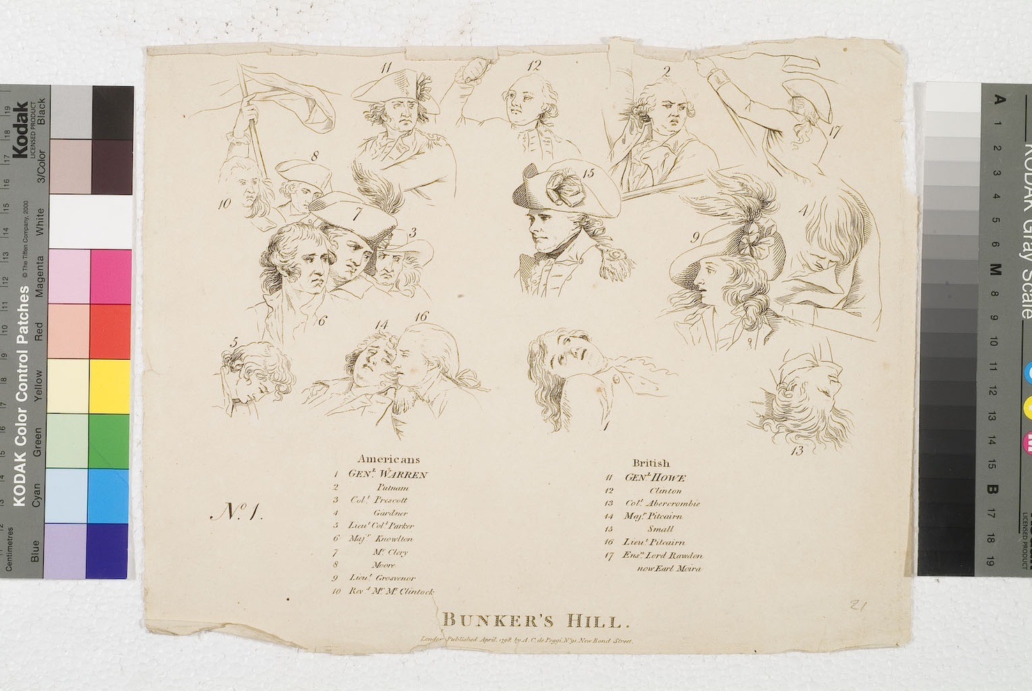 ritratti di soldati americani e inglesi (stampa tagliata) - ambito inglese (sec. XVIII)