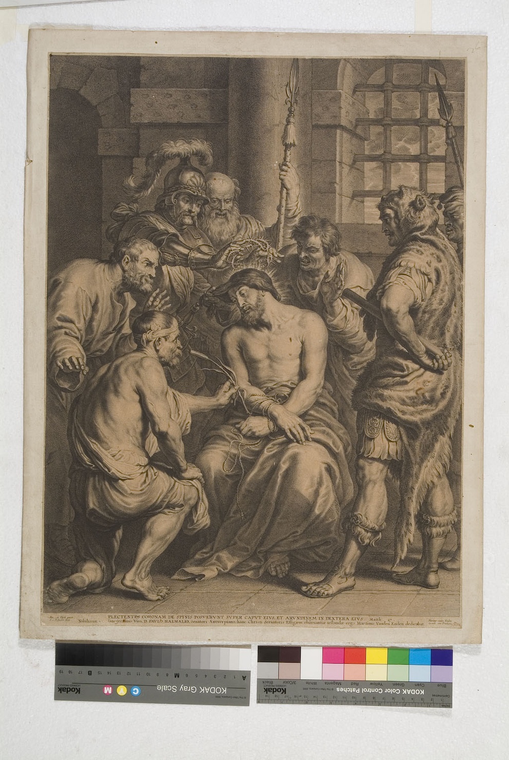 Cristo incoronato di spine (stampa smarginata) di Van de Enden Martinus I, Van Dyck Antoon (sec. XVII)