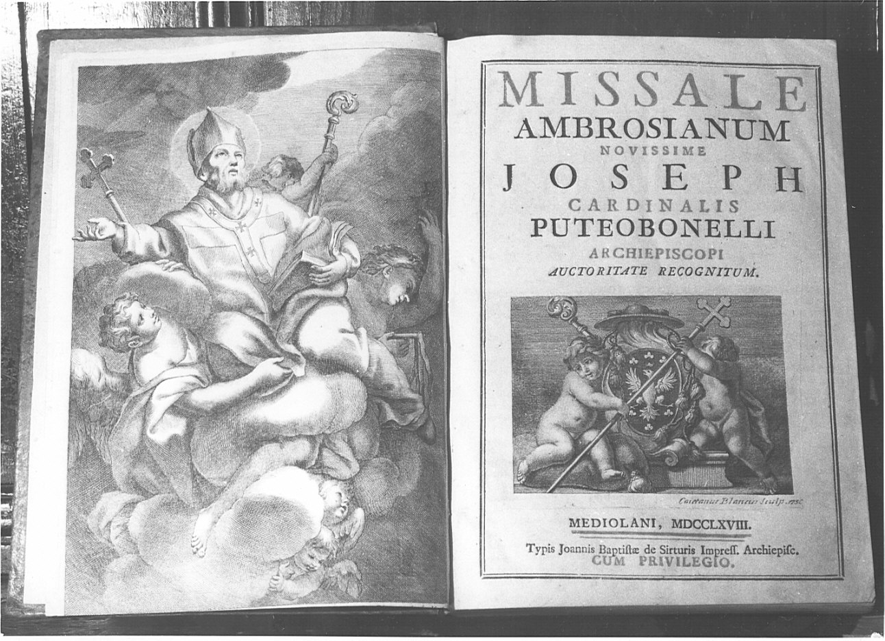Sant'Ambrogio/ insegne cardinalizie (stampa) - ambito milanese (sec. XVIII)