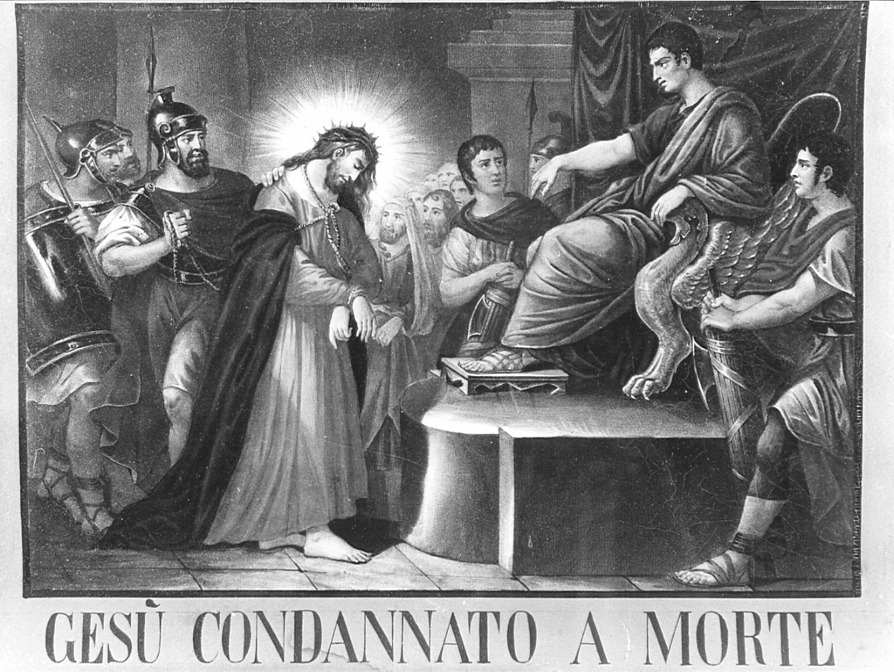 stazione I: Gesù condannato a morte (stampa, elemento d'insieme) - ambito lombardo (secc. XIX/ XX)