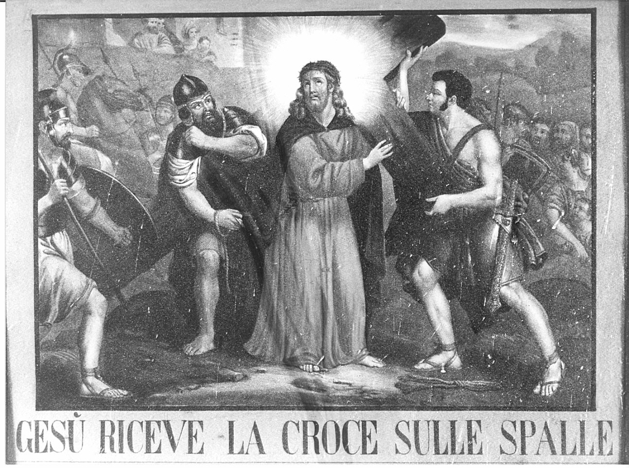 stazione II: Gesù caricato della croce (stampa, elemento d'insieme) - ambito lombardo (secc. XIX/ XX)