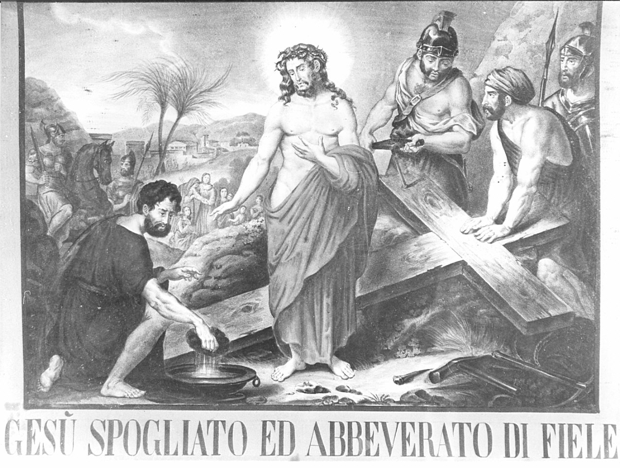 stazione X: Gesù spogliato e abbeverato di fiele (stampa, elemento d'insieme) - ambito lombardo (secc. XIX/ XX)
