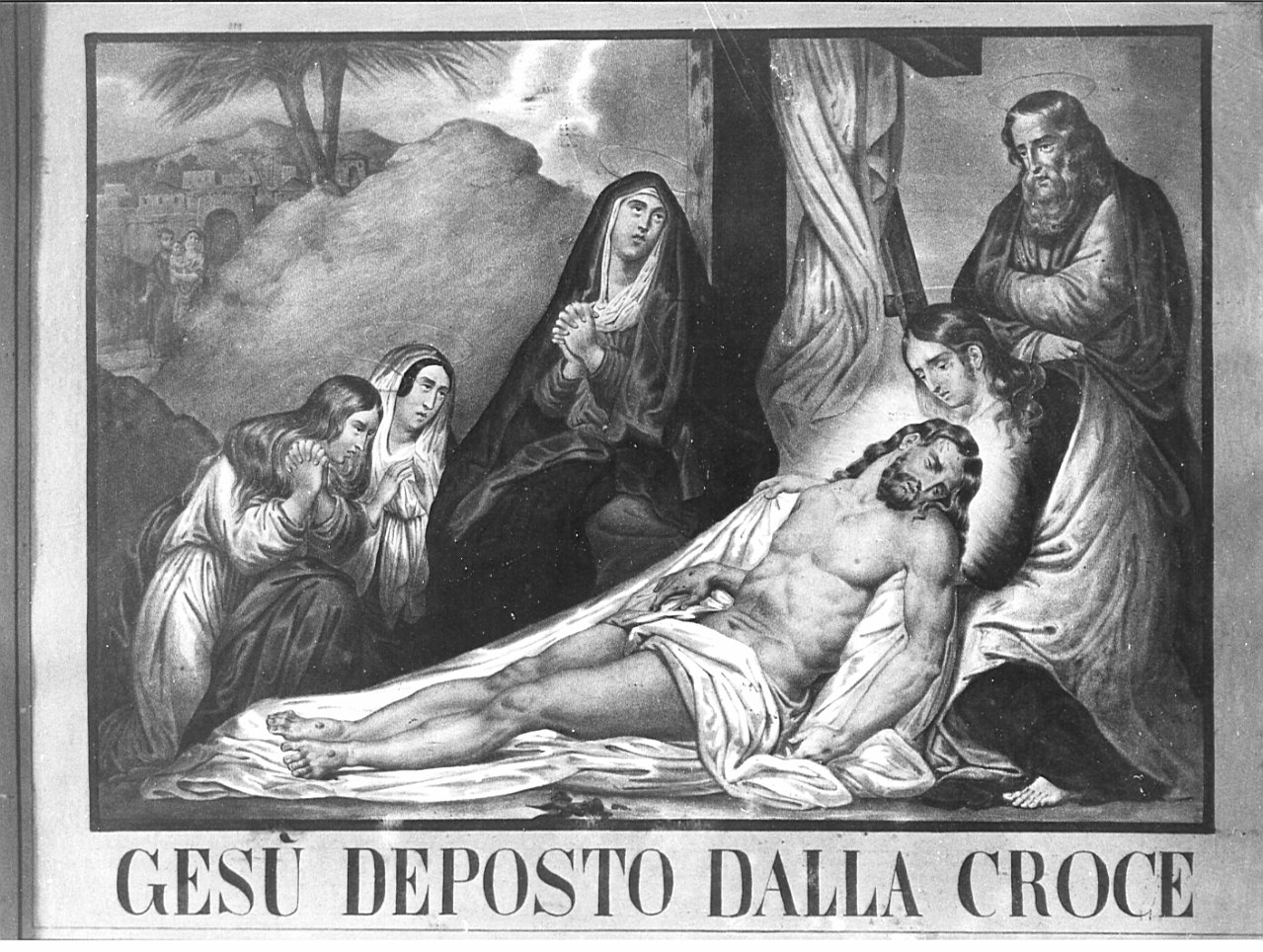 stazione XIII: Gesù deposto dalla croce (stampa, elemento d'insieme) - ambito lombardo (secc. XIX/ XX)