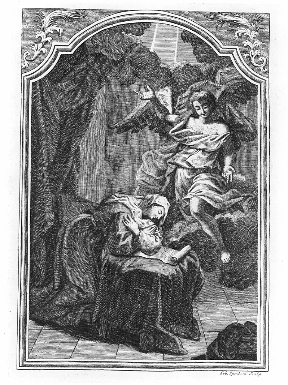 Annunciazione (stampa) di Zamboni Sebastiano (attribuito) (sec. XVIII)