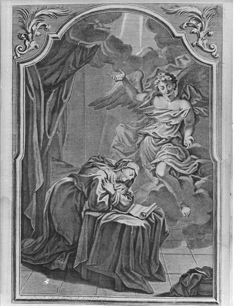 Annunciazione (stampa, elemento d'insieme) di Beylbruck J.M (attribuito) (sec. XVIII)