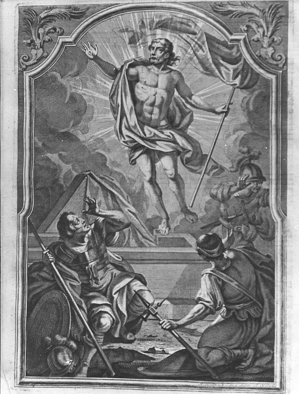 resurrezione di Cristo (stampa, elemento d'insieme) di Beylbruck J.M (attribuito) (sec. XVIII)