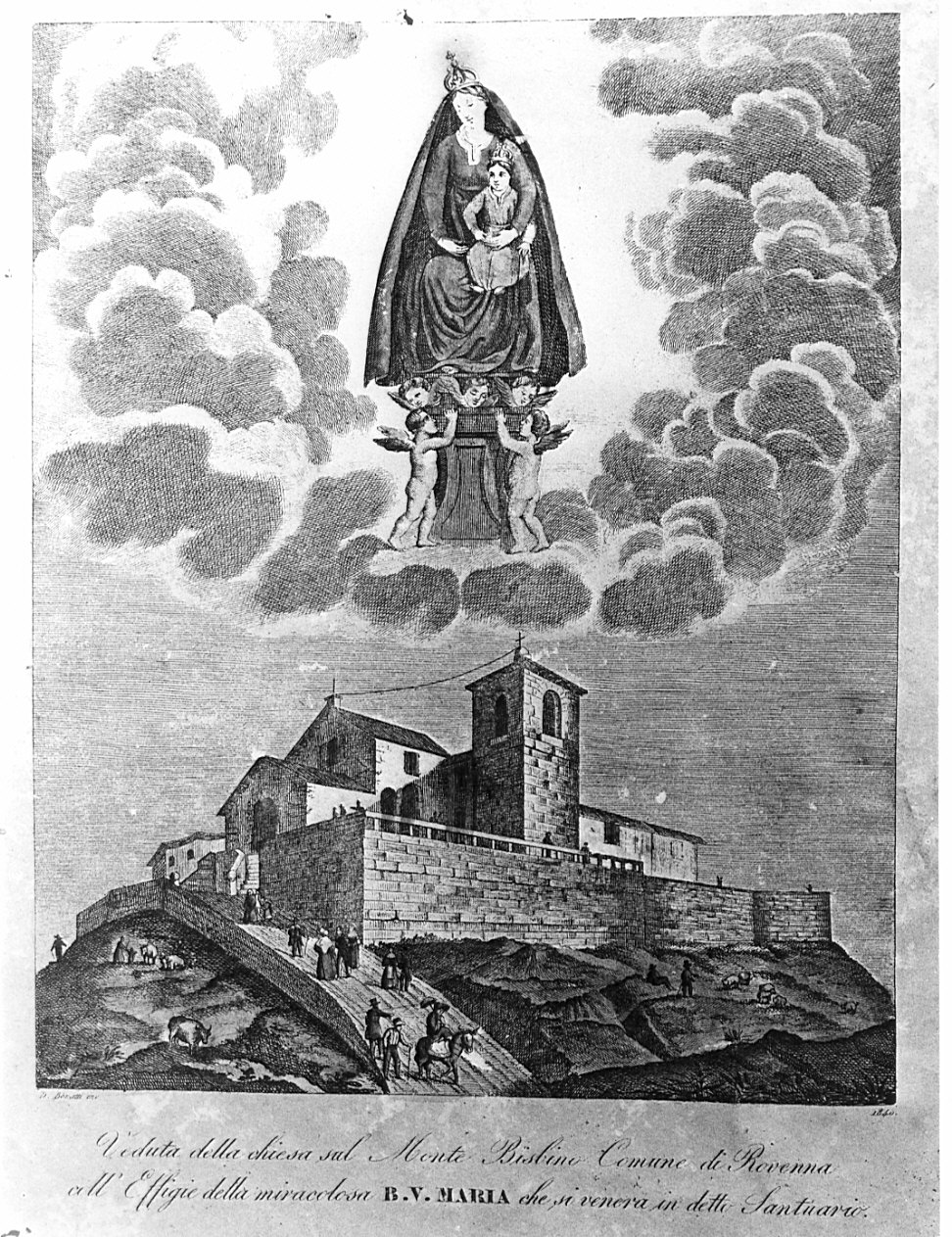 Il Santuario della Beata Vergine di Rovenna (stampa) di Bonatti Domenico Senior (sec. XIX)