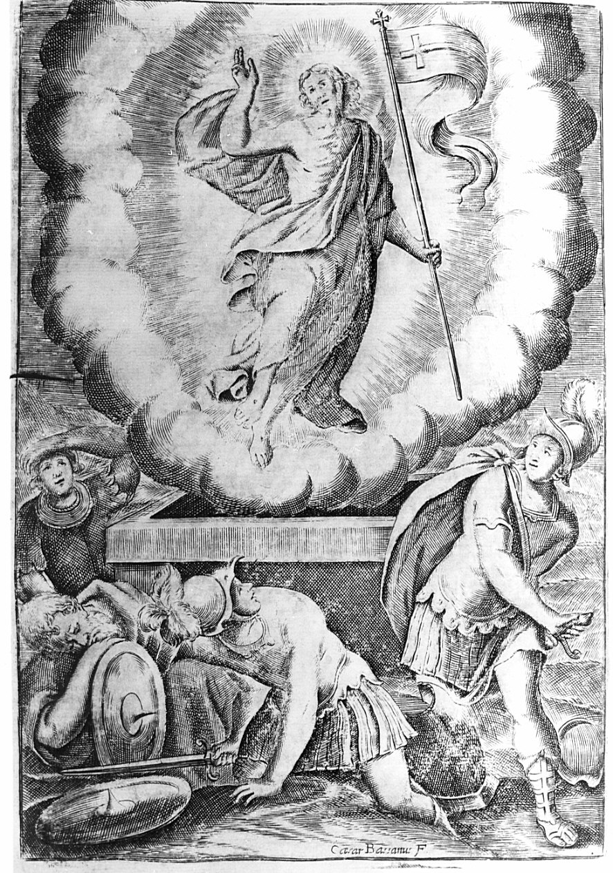 resurrezione di Cristo (stampa, elemento d'insieme) di Bassano Cesare, Meda Giuseppe, Urbino Carlo (sec. XVII)