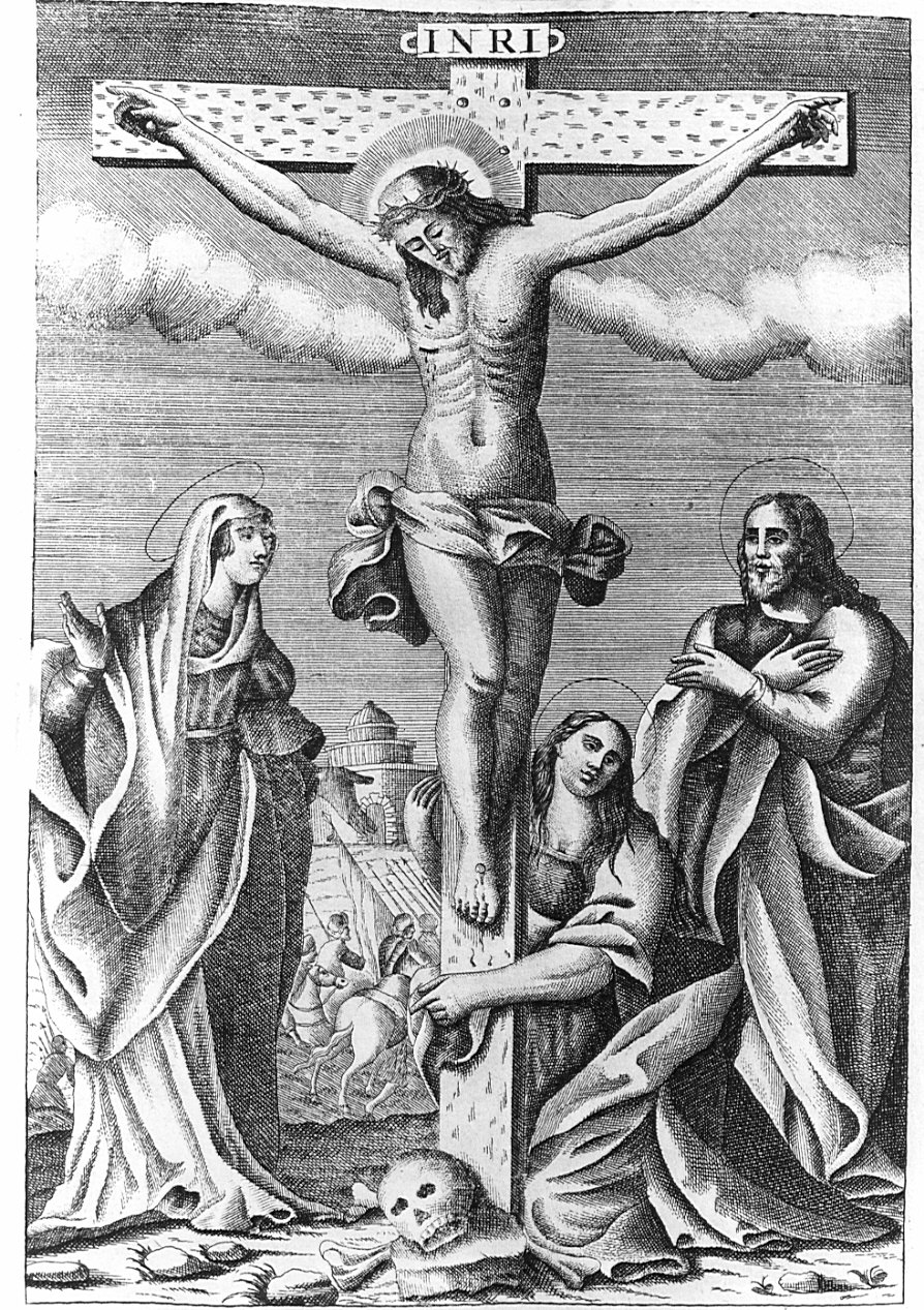 crocifissione (stampa, elemento d'insieme) di Bassano Cesare, Meda Giuseppe, Urbino Carlo (sec. XVII)