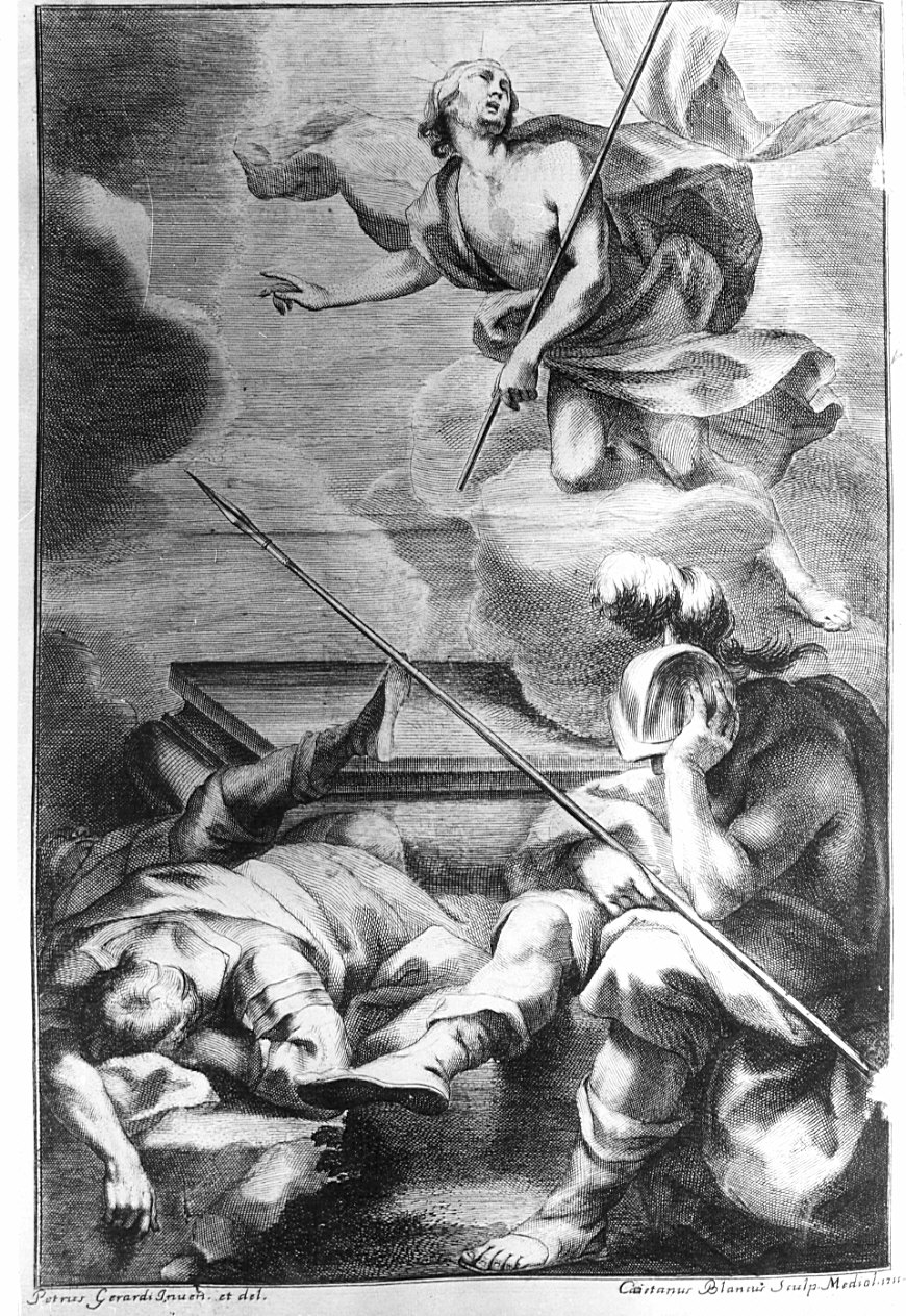 resurrezione di Cristo (stampa, elemento d'insieme) di Gilardi Pietro, Bianchi Gaetano (sec. XVIII)