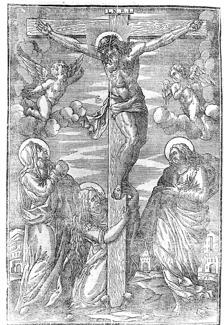 crocifissione (stampa) - ambito italiano, ambito tedesco (fine/inizio secc. XVI/ XVII)