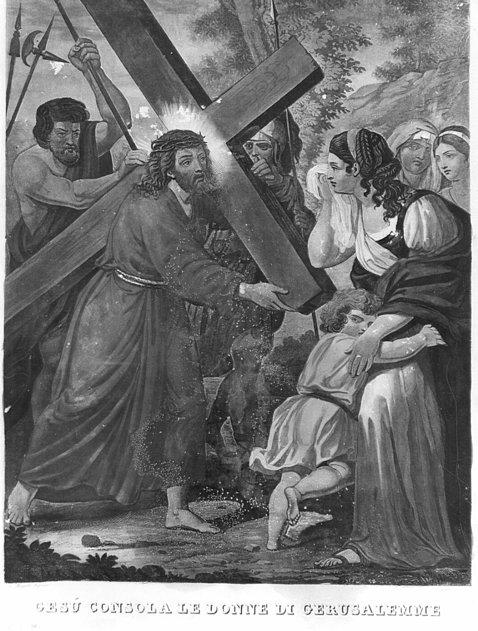 stazione VIII: Gesù consola le donne di Gerusalemme (stampa) di Bonatti Gaetano (sec. XIX)