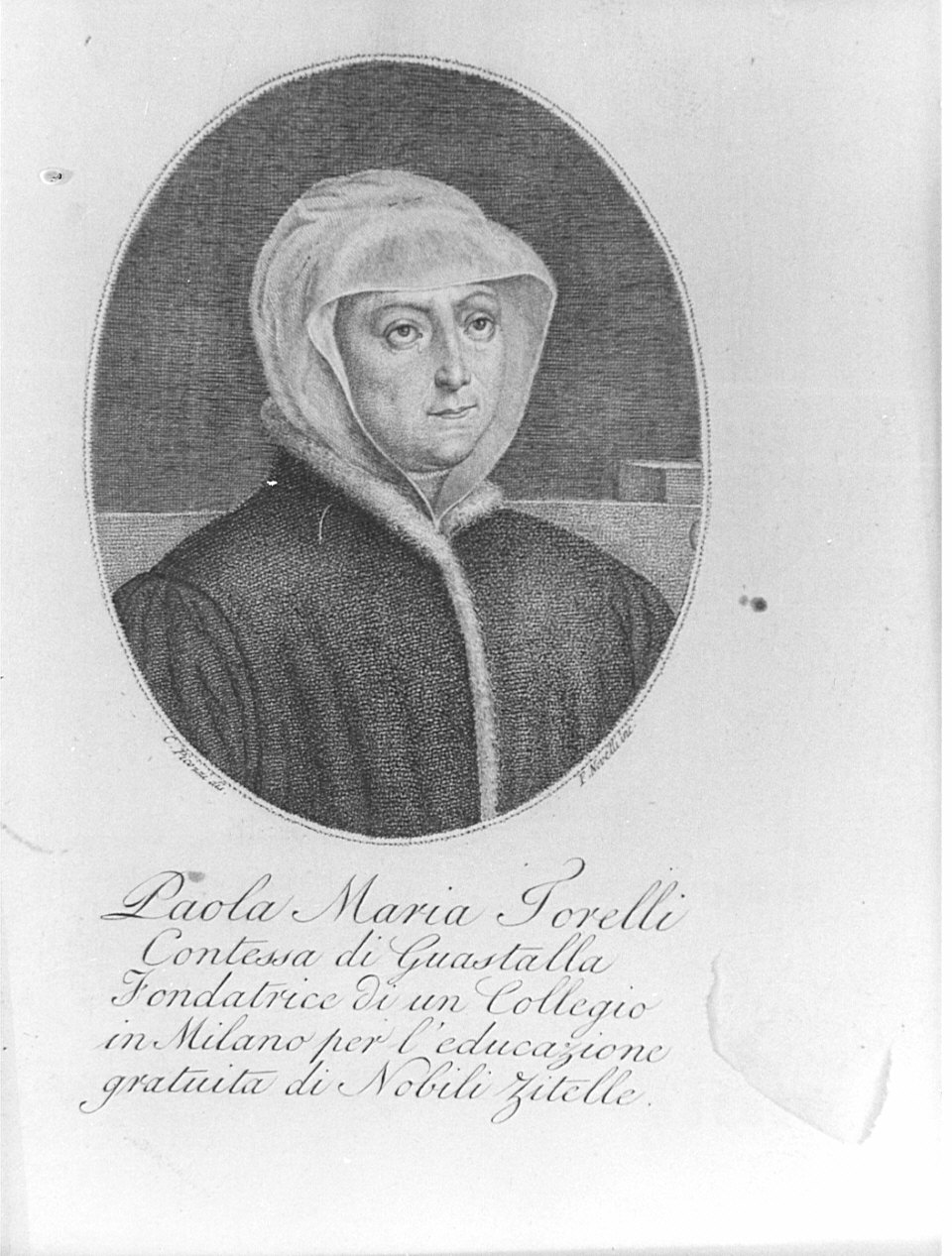 Ritratto di Paola Maria Torelli (stampa) di Novelli Francesco, Picozzi Carlo (prima metà sec. XIX)