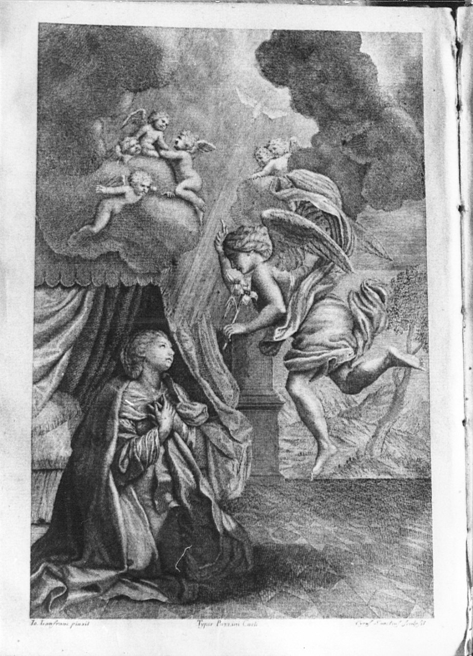 Annunciazione (stampa) di Janfranc Jo, Sanzio Ciro (sec. XVIII)