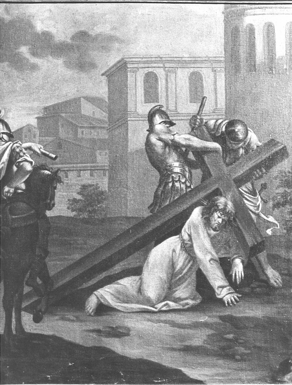 stazione III: Gesù cade sotto la croce la prima volta (dipinto, elemento d'insieme) - ambito bergamasco (fine sec. XVIII)