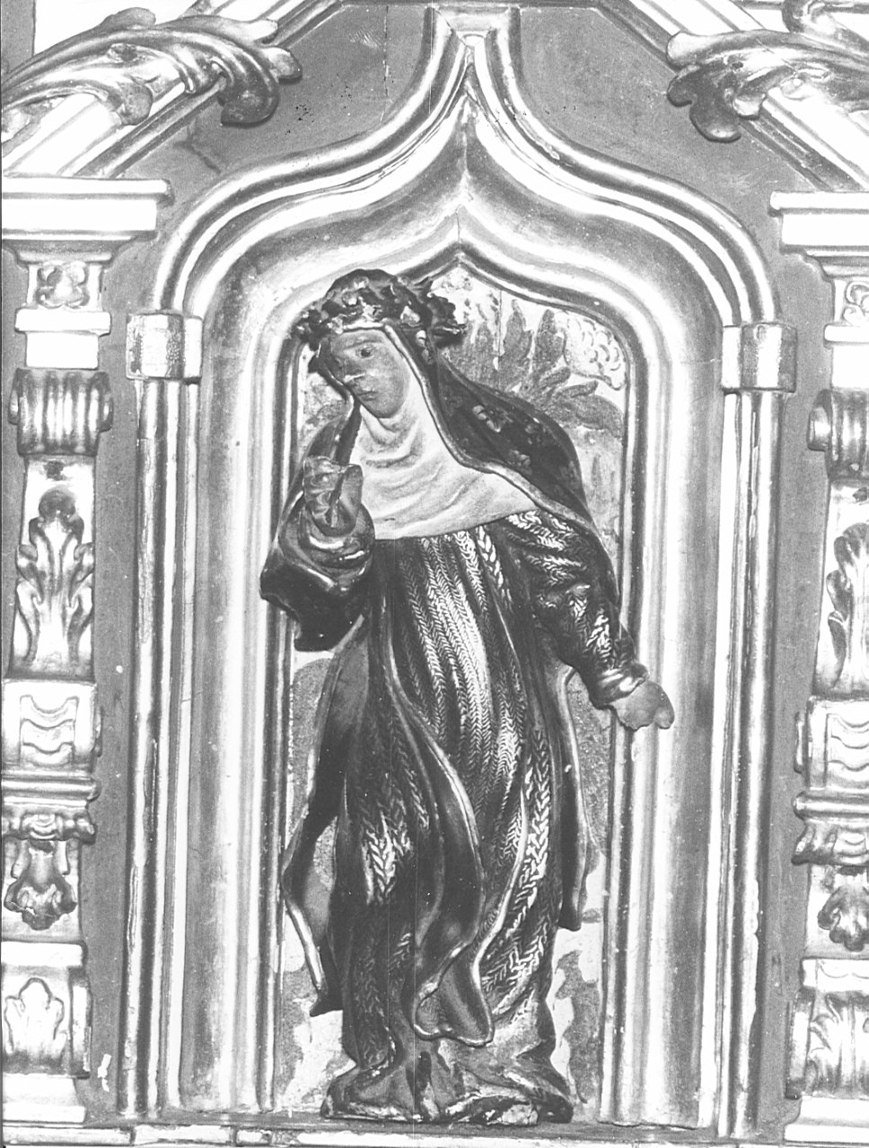 Santa Rosa da Lima (statuetta, elemento d'insieme) - bottega bergamasca (fine/inizio secc. XVII/ XVIII)