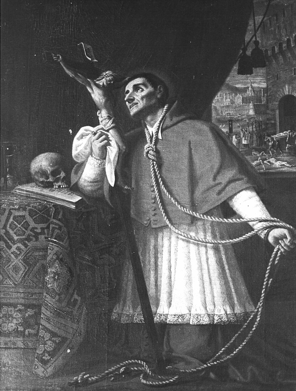 San Carlo Borromeo (pala d'altare, opera isolata) di Querena Lattanzio (sec. XIX)