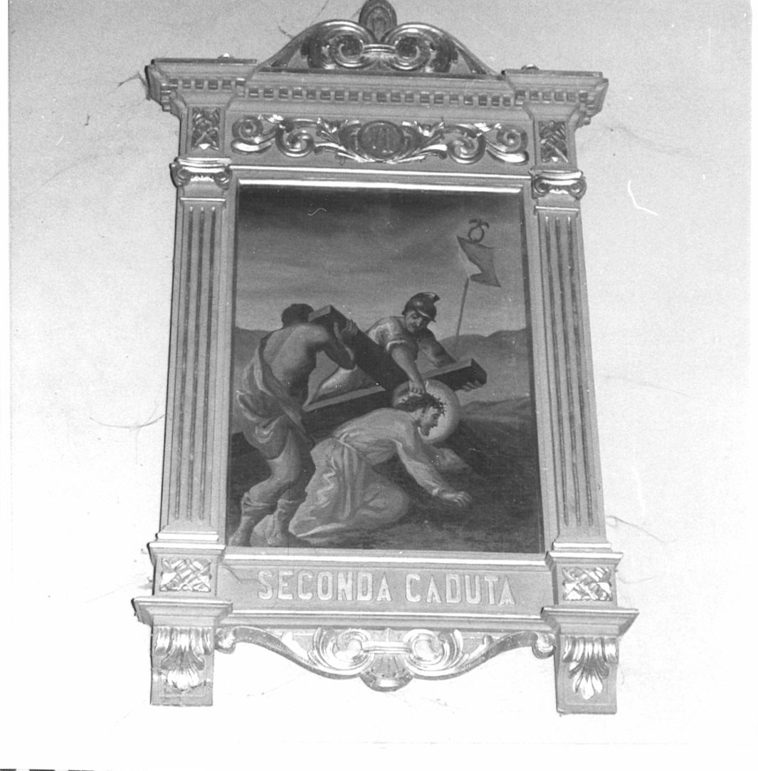 stazione VII: Gesù cade sotto la croce la seconda volta (dipinto, elemento d'insieme) di Bizioli Luigi (metà sec. XIX)