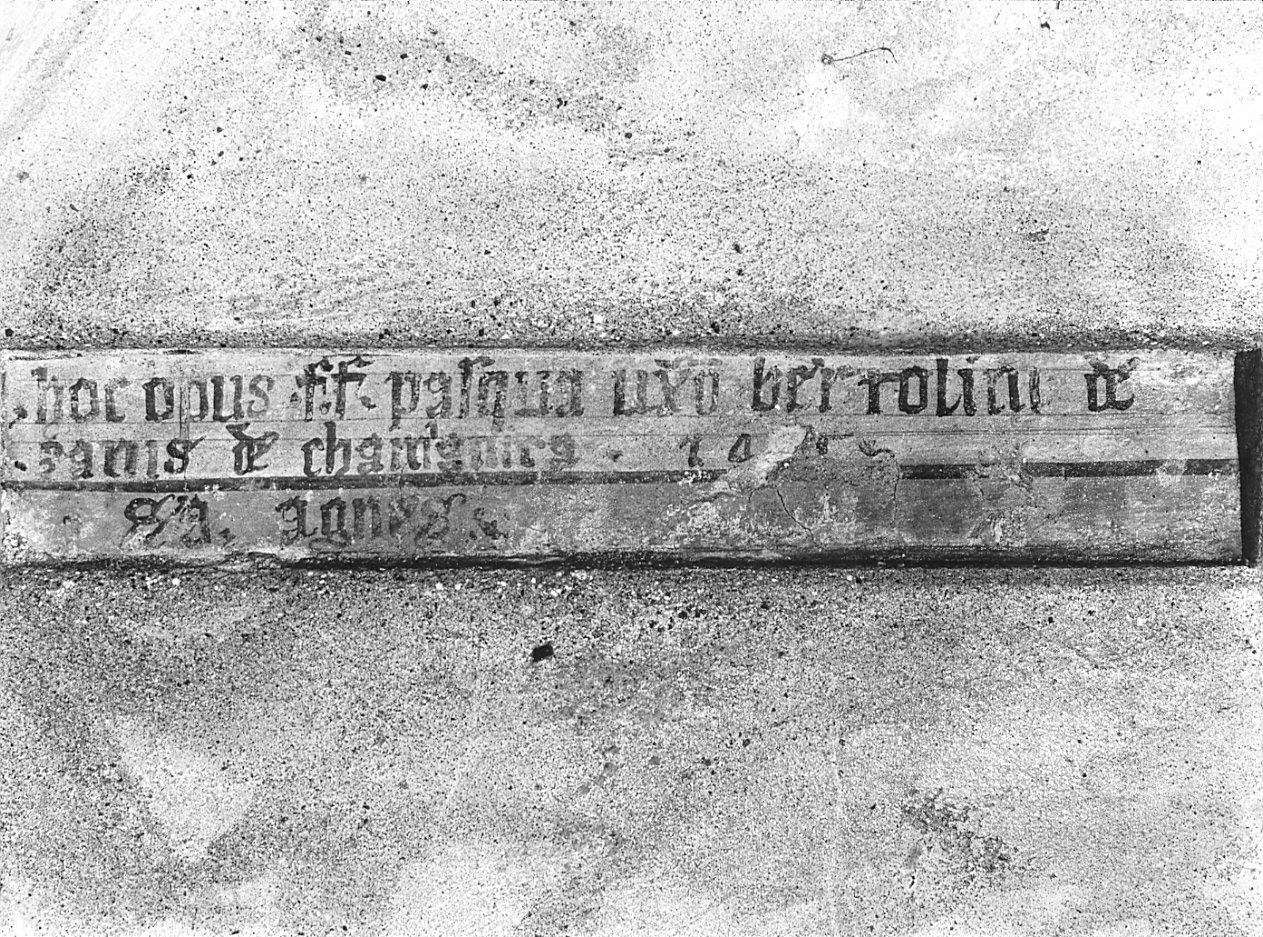 iscrizione (dipinto, frammento) - ambito lombardo (fine sec. XV)