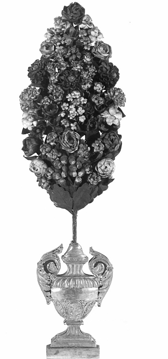 vaso d'altare con composizione floreale, serie - bottega lombarda (sec. XIX)