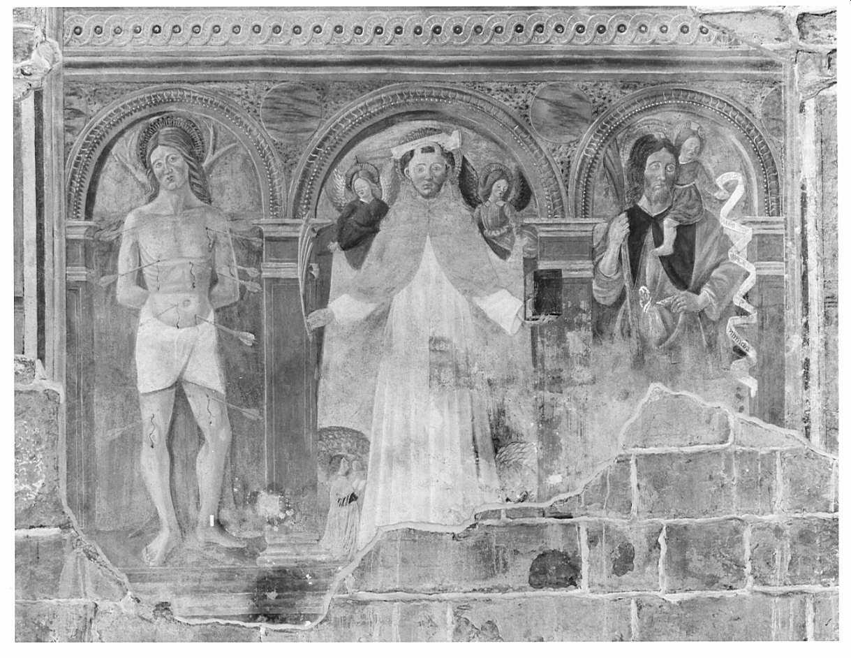 San Pietro da Verona tra i Santi Cristoforo e Sebastiano (dipinto, opera isolata) - ambito lombardo (inizio sec. XVI)