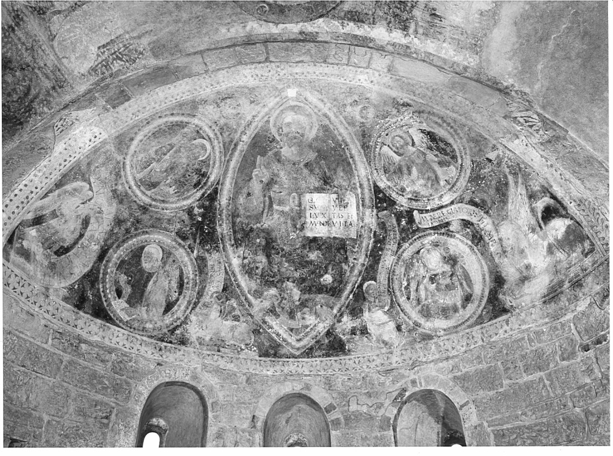 Cristo nella mandorla e gli Evangelisti (dipinto, opera isolata) - ambito bergamasco (fine sec. XV)