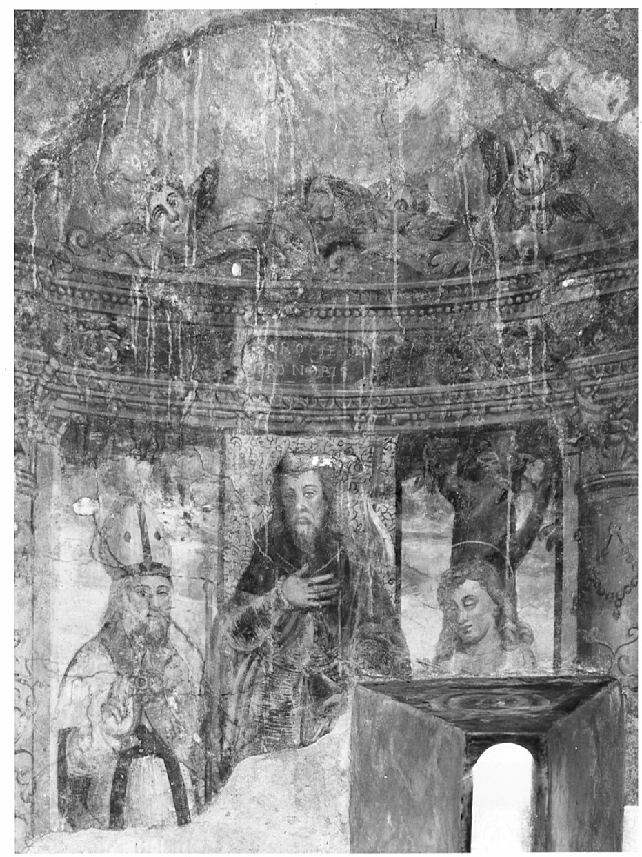 San Rocco tra San Sebastiano e Sant'Egidio (?) (dipinto, frammento) di Baschenis Cristoforo il Vecchio (sec. XVI)