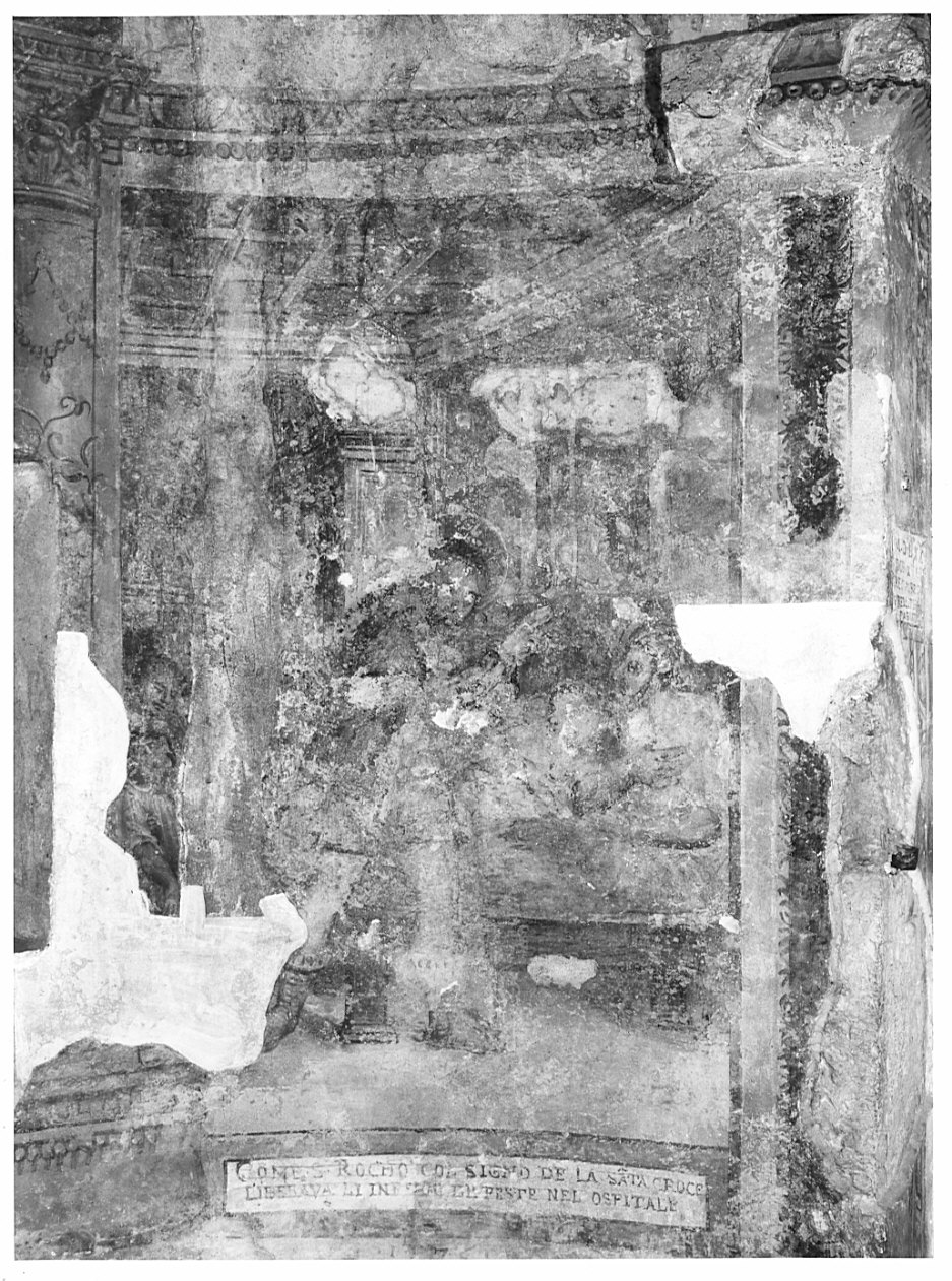 San Rocco guarisce gli appestati (dipinto, opera isolata) di Baschenis Cristoforo il Vecchio (sec. XVI)