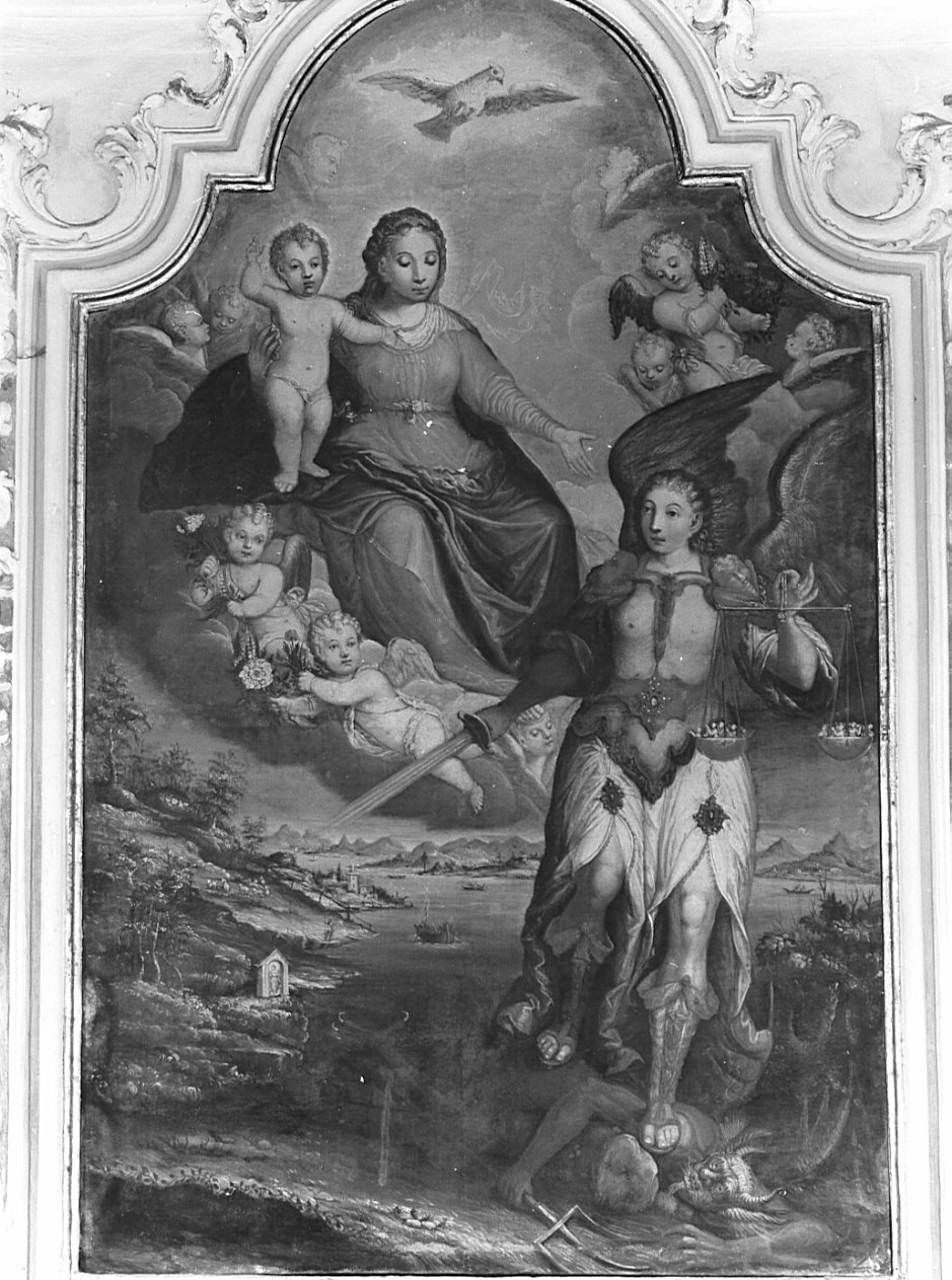 Madonna con Bambino e San Michele arcangelo (dipinto, opera isolata) - ambito bergamasco (sec. XVIII)
