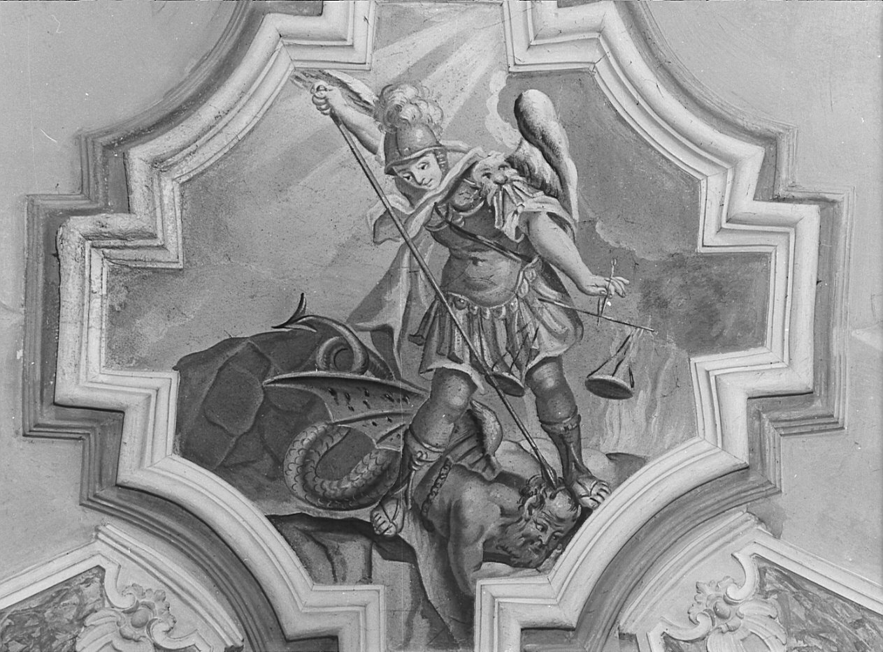 San Michele Arcangelo combatte il drago (dipinto, opera isolata) di Corbellini Pietro (sec. XVIII)