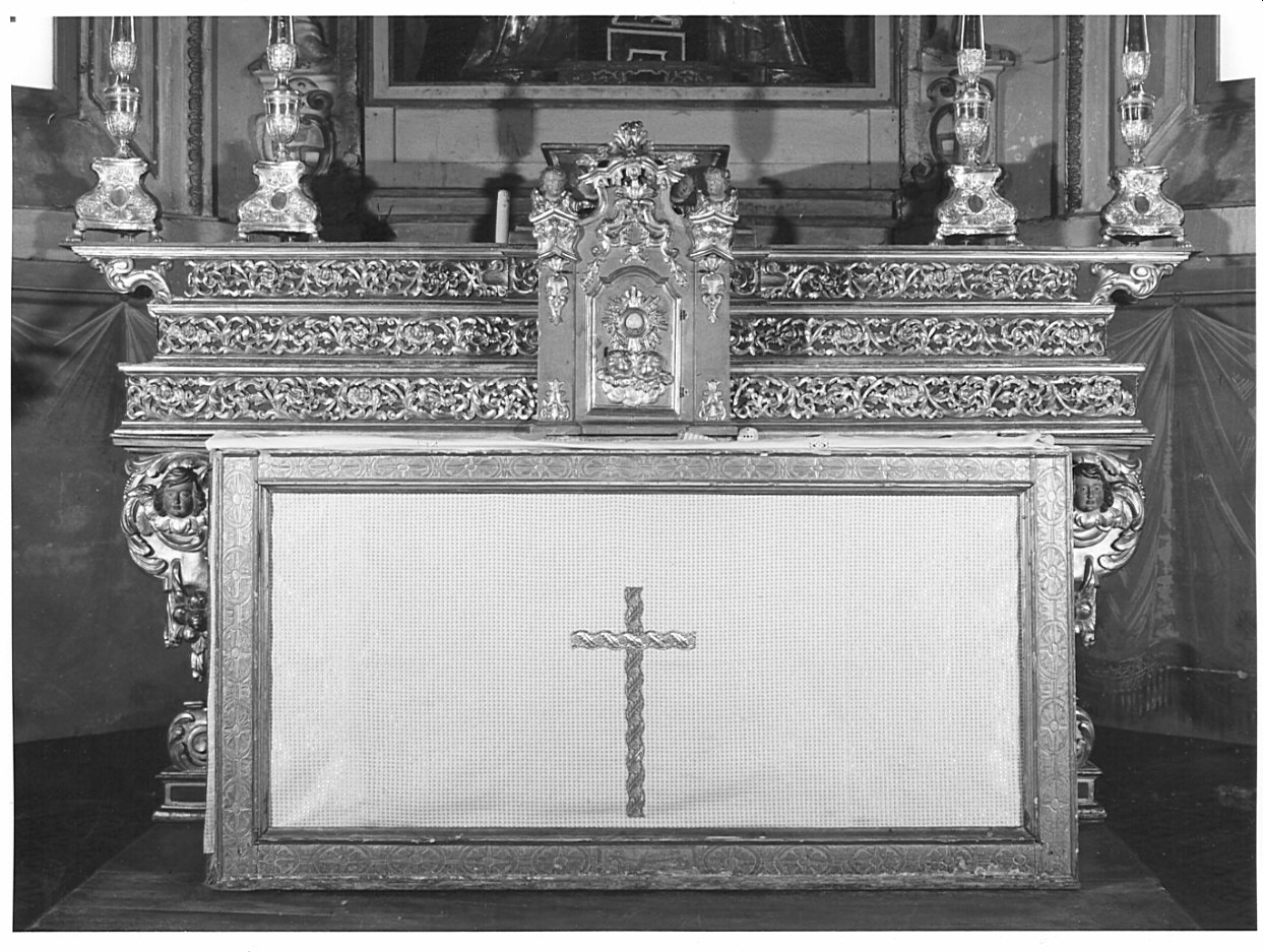 altare maggiore, complesso decorativo - bottega lombarda (fine/inizio secc. XVII/ XVIII)