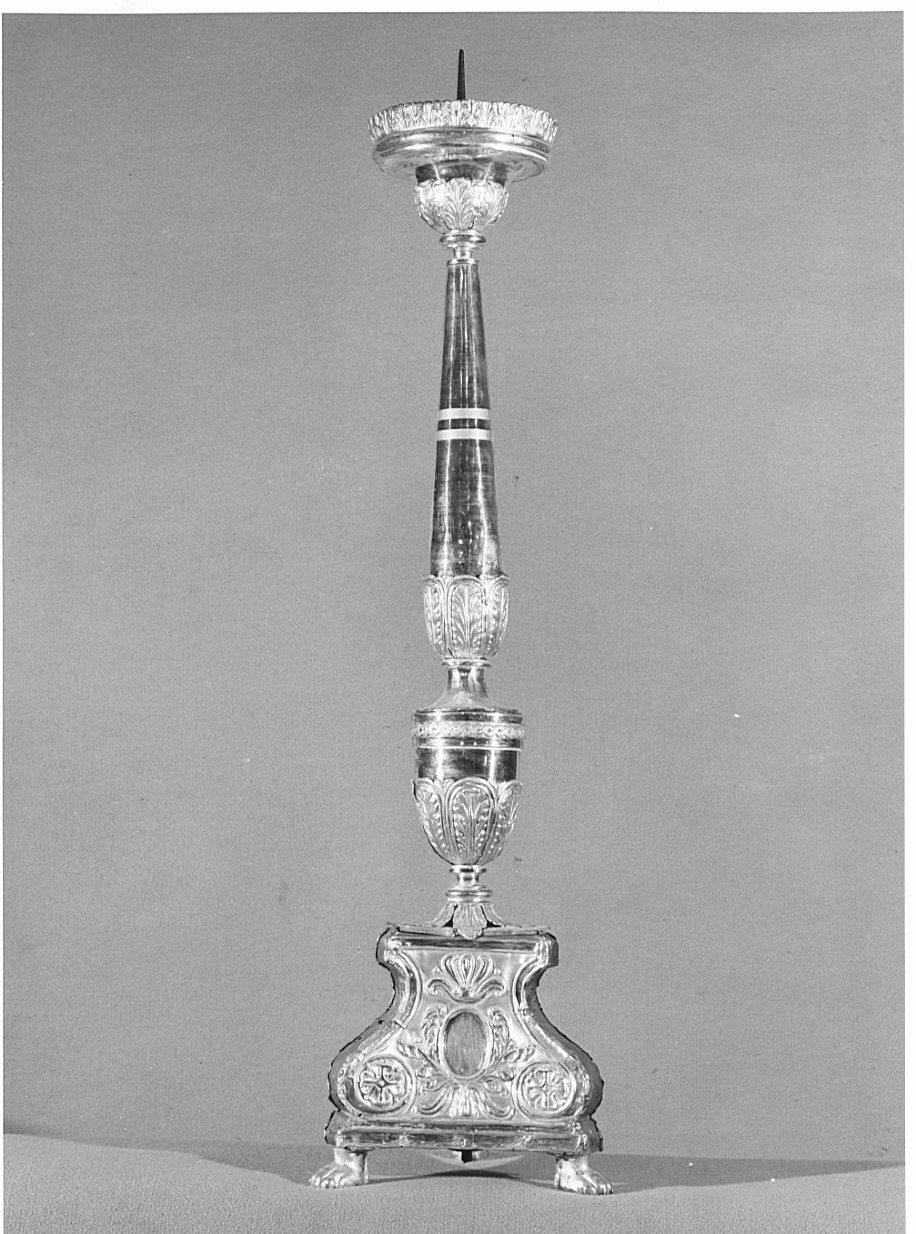 candeliere, serie - bottega lombarda (fine/inizio secc. XVIII/ XIX)