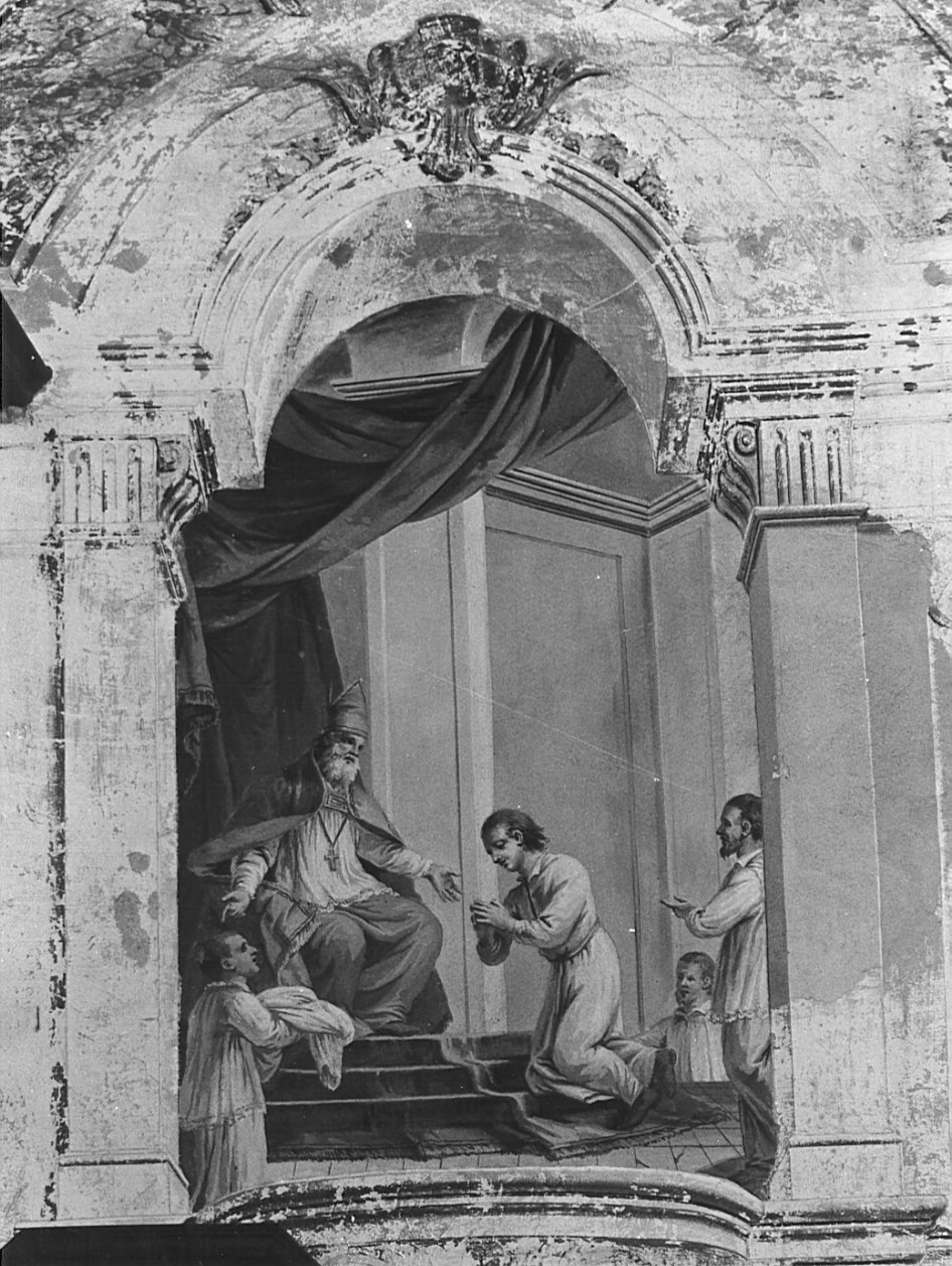 San Patrizio ordinato sacerdote (dipinto, elemento d'insieme) - ambito lombardo (metà, metà sec. XVIII, sec. XIX)