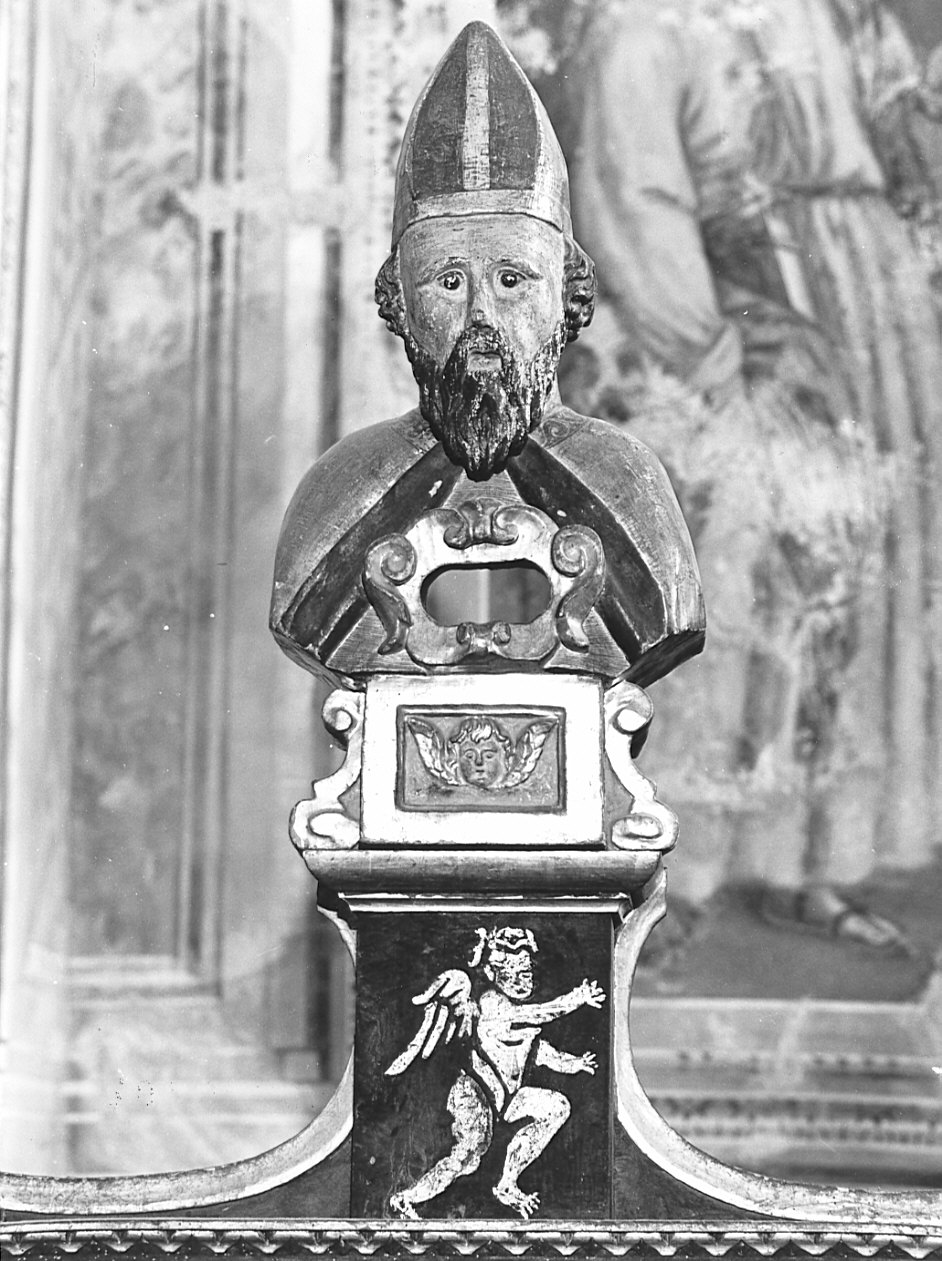 Santo vescovo (reliquiario - a busto, elemento d'insieme) - bottega bergamasca (sec. XVII)