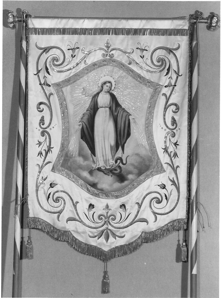 stendardo processionale, opera isolata - manifattura lombarda (sec. XIX)