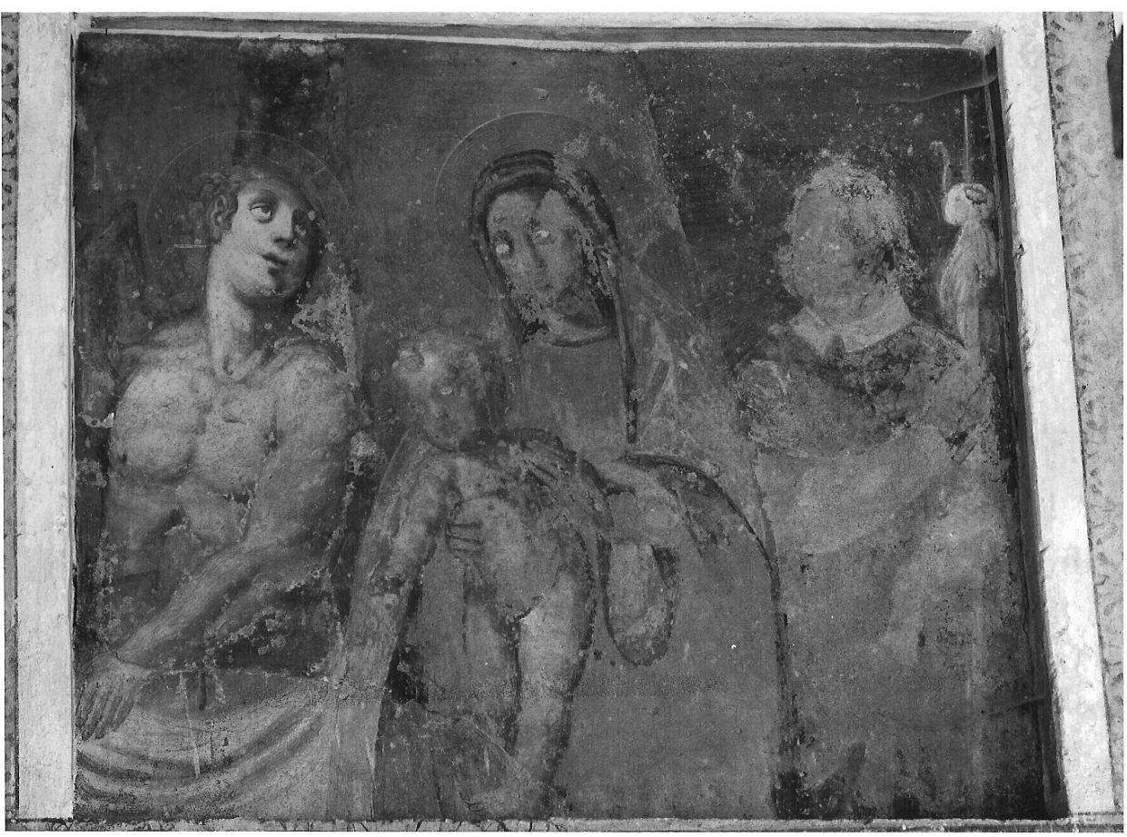 Madonna con Bambino tra San Rocco e San Sebastiano (dipinto, opera isolata) - ambito lombardo (prima metà sec. XVII)