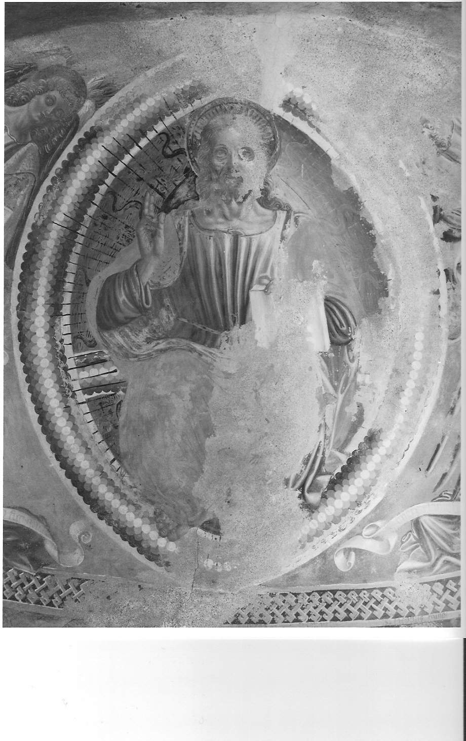 Cristo Pantocratore (dipinto, elemento d'insieme) di Battista da Musso (cerchia) (sec. XV)