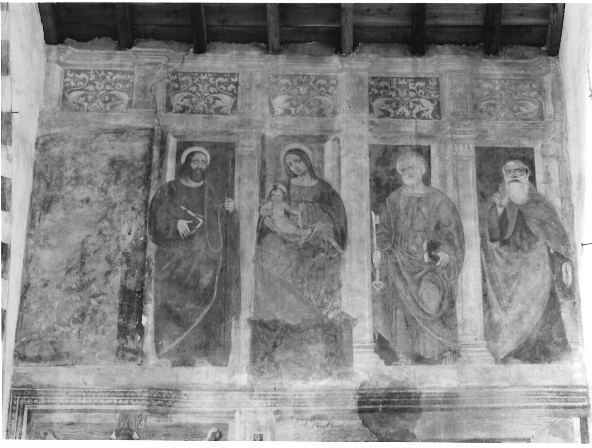Madonna con Bambino e i Santi Pietro, Giacomo Antonio Abate (dipinto, opera isolata) - ambito lombardo (sec. XVI)