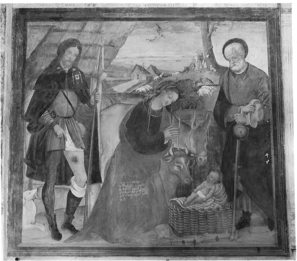 adorazione di Gesù Bambino (dipinto, opera isolata) - ambito lombardo (sec. XVI)