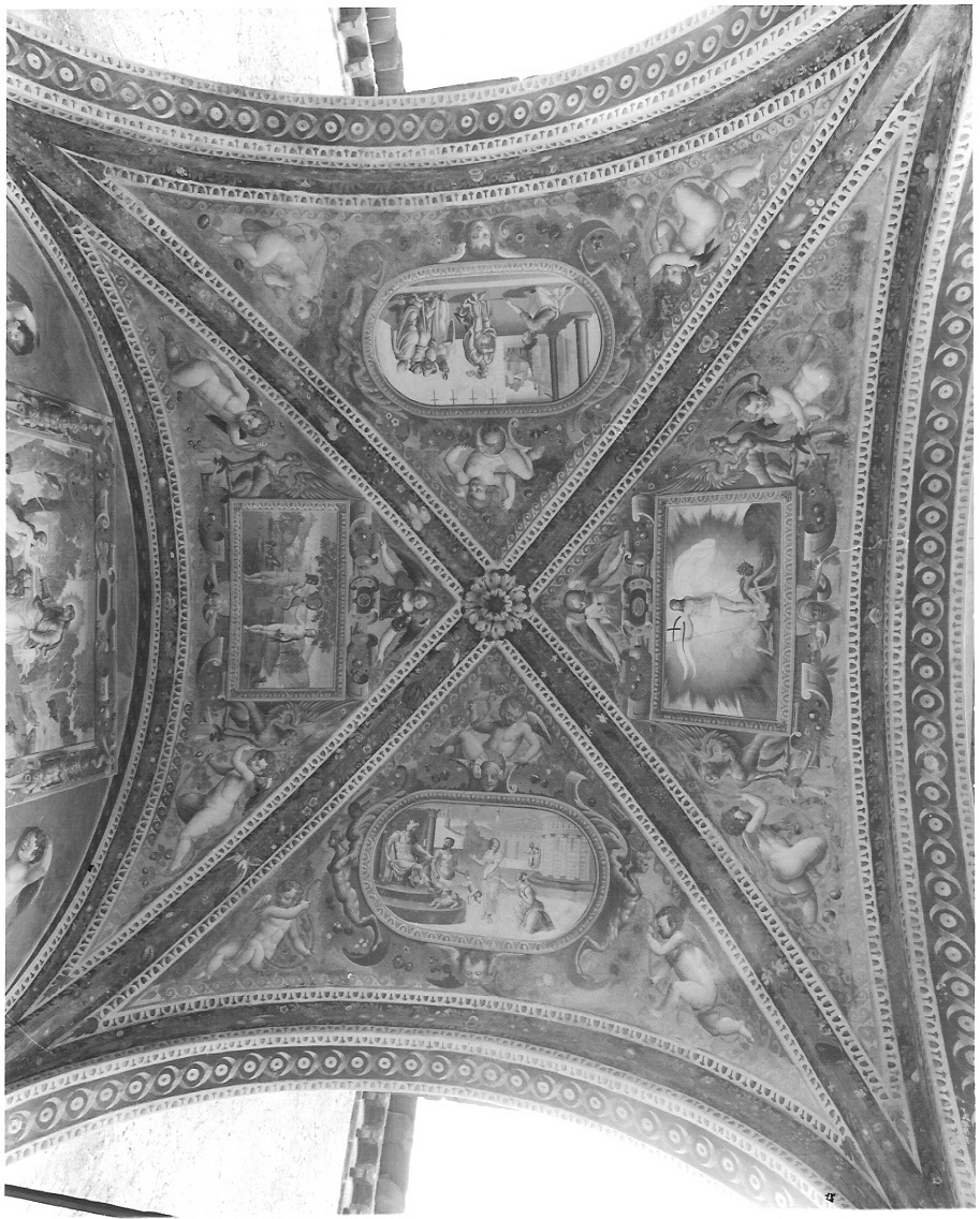 peccato originale/ giudizio di Salomone/ Cristo e l'adultera/ Cristo Risorto (dipinto) - ambito lombardo (sec. XVI)