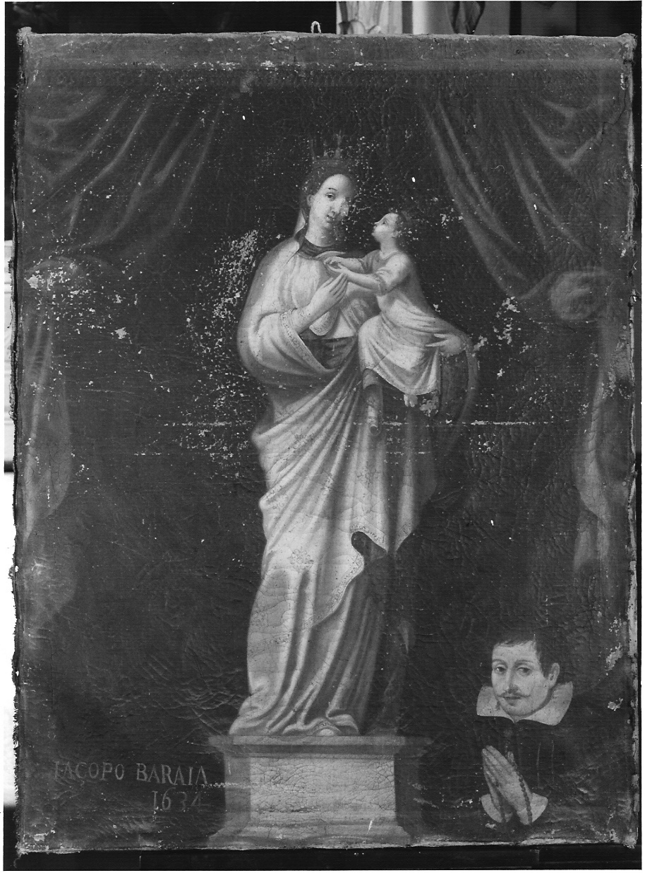 Madonna con Bambino e offerente (dipinto, opera isolata) di Baraia Iacopo (sec. XVII)