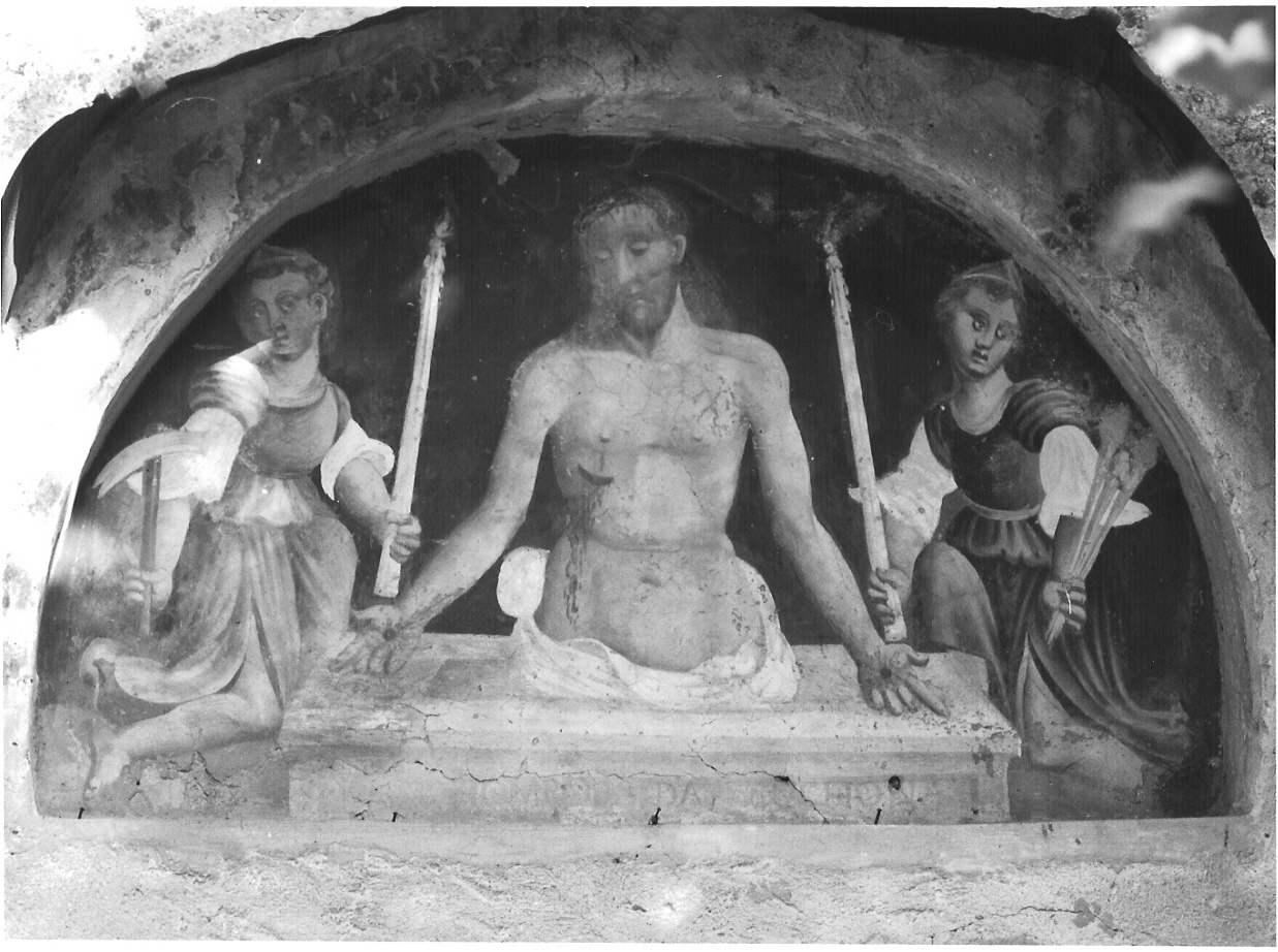 Cristo in pietà e angeli con simboli della passione (dipinto, opera isolata) - ambito lombardo (sec. XVII)