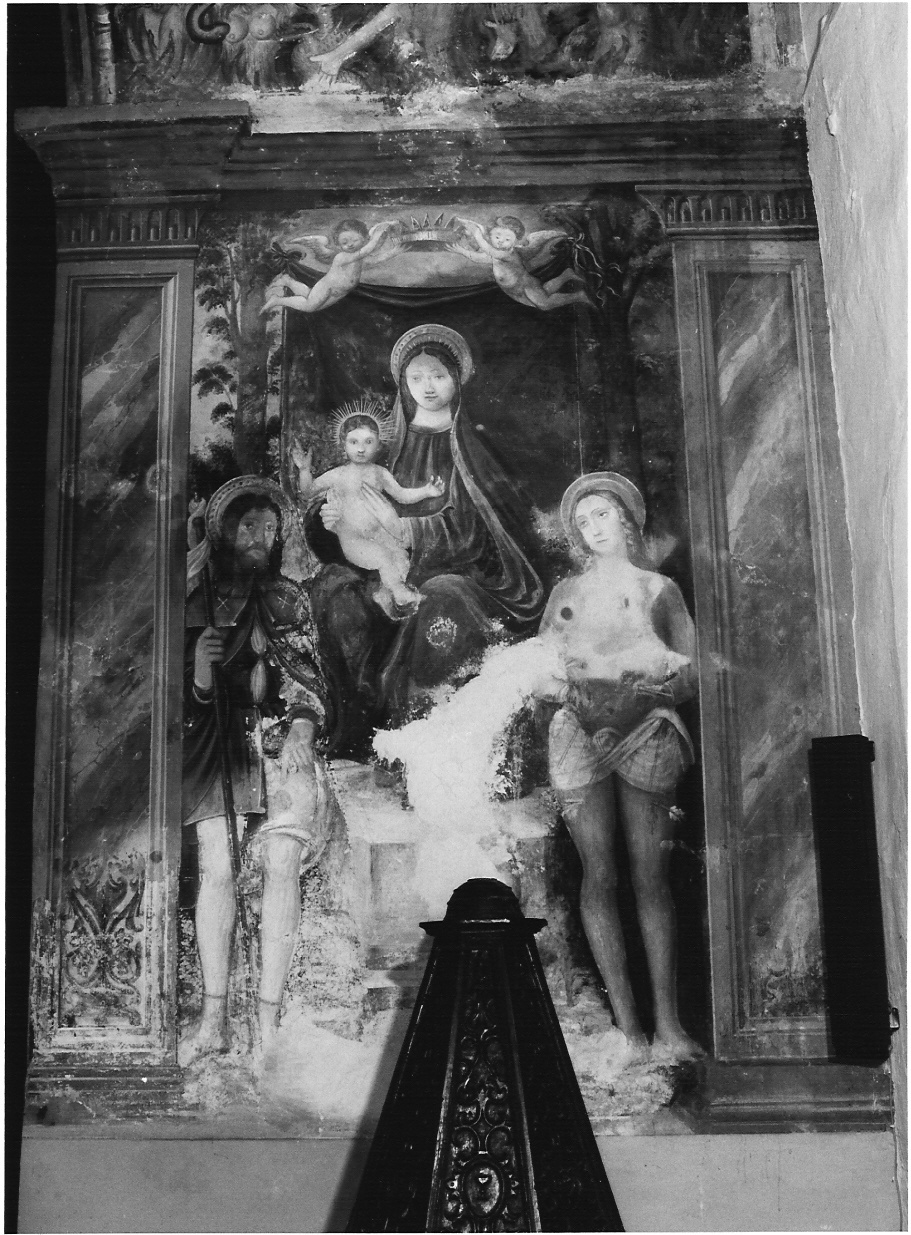 Madonna con Bambino tra San Rocco e San Sebastiano (dipinto) - ambito lombardo (sec. XVI)