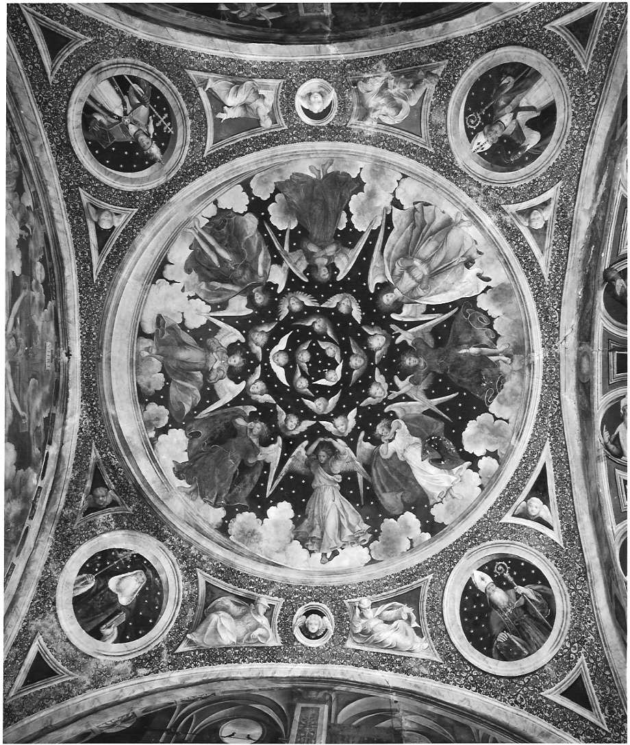 gloria di angeli/ Evangelisti/ Dottori della Chiesa (dipinto) - ambito lombardo (sec. XVI)