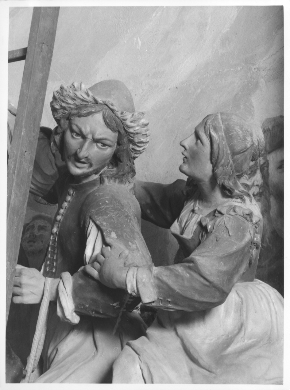 uomo e donna a cavallo (gruppo scultoreo, ciclo) di Silva Agostino (sec. XVII)