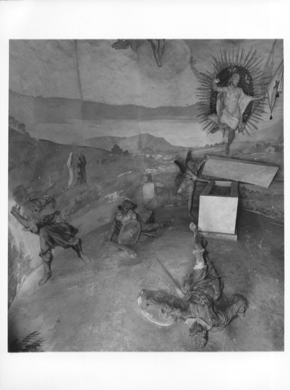 le tre Marie in cammino verso il sepolcro e soldati (dipinto, ciclo) - ambito comasco (sec. XVII)