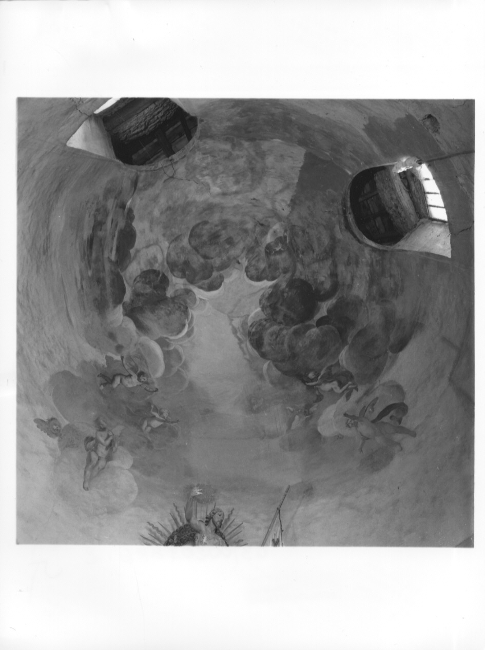 le tre Marie in cammino verso il sepolcro e soldati/ cielo con angeli e cherubini (dipinto, ciclo) - ambito comasco (sec. XVII)