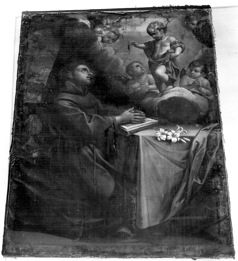 Sant'Antonio da Padova e Gesù Bambino (dipinto, opera isolata) - ambito lombardo (prima metà sec. XVII)