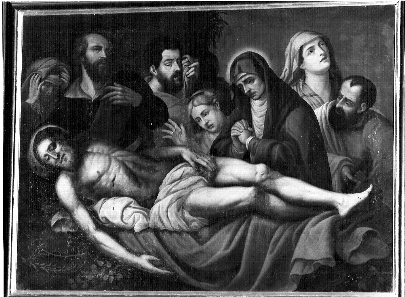 compianto sul Cristo morto (dipinto, opera isolata) di Peterzano Simone (maniera) (fine sec. XVI)